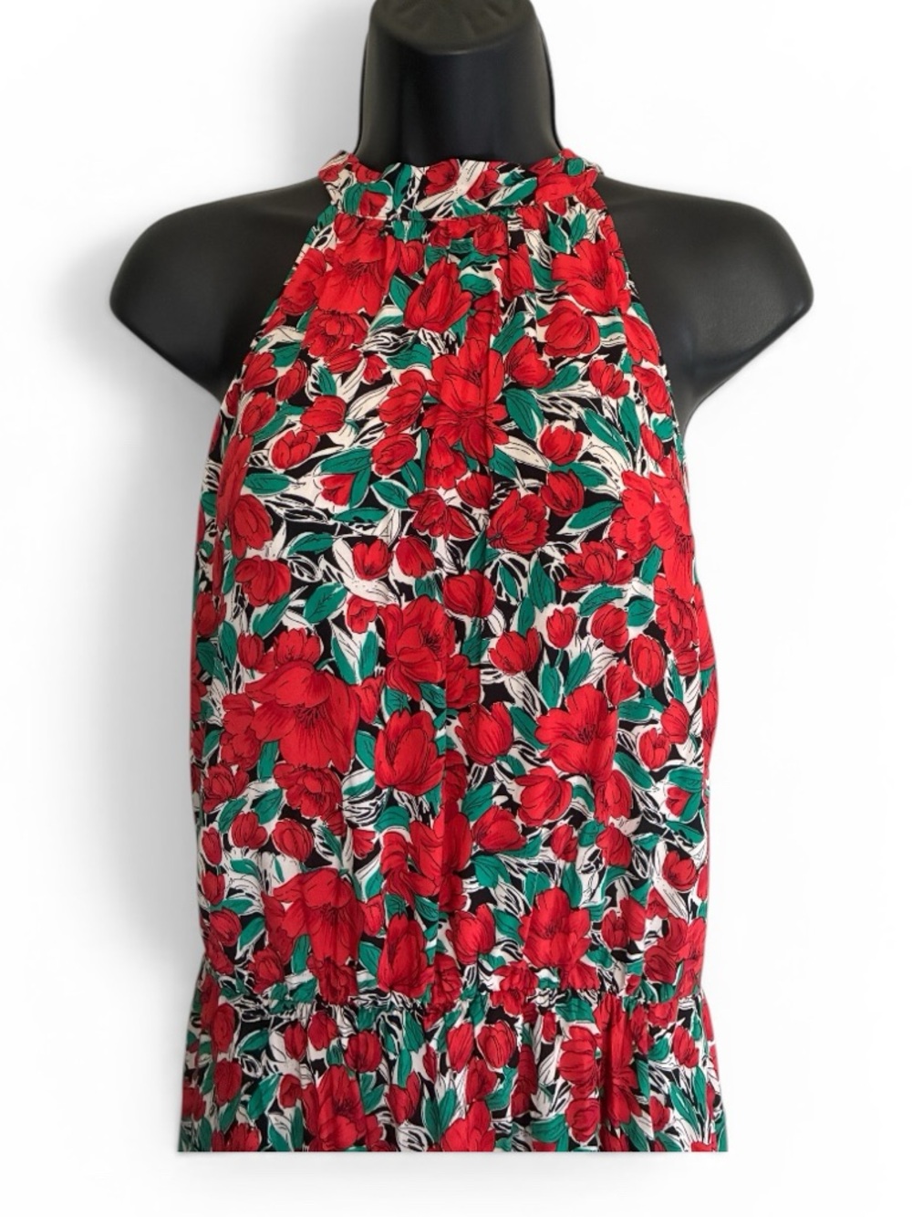 Bohochic Garden Party Red Floral Halter Maxi Summer Dress Size S/M - Picture 4 of 8